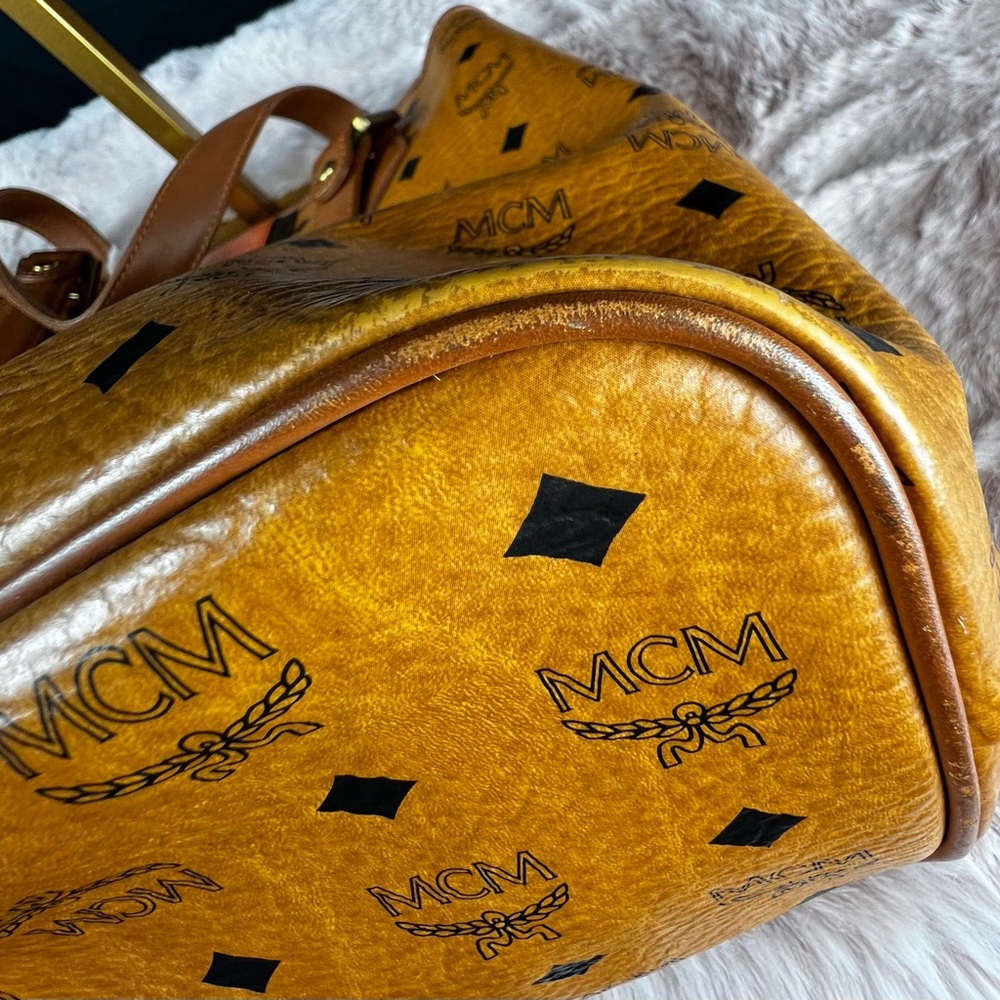 MCM Cognac Tan & Orange Visetos Leather Tote with Gold Hardware - Picture 10 of 14